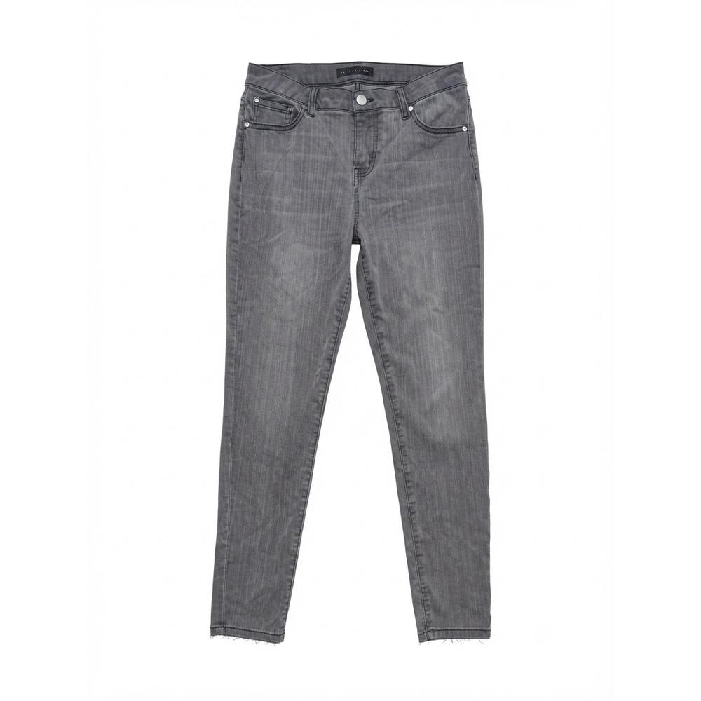 Truth + Theory Womens Skinny Jeans Concrete Gray Raw Hem Stretch Size‎ 12